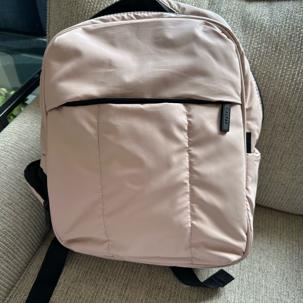 Calpak Pink Backpack with Padded Straps and Top Handle